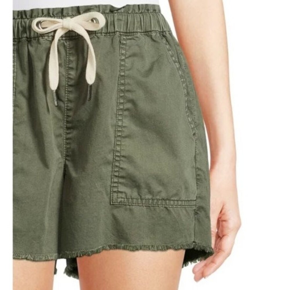 No Boundaries Shorts Juniors M Green Super High Rise Tie Front M Frayed Boho B3 - Picture 6 of 10